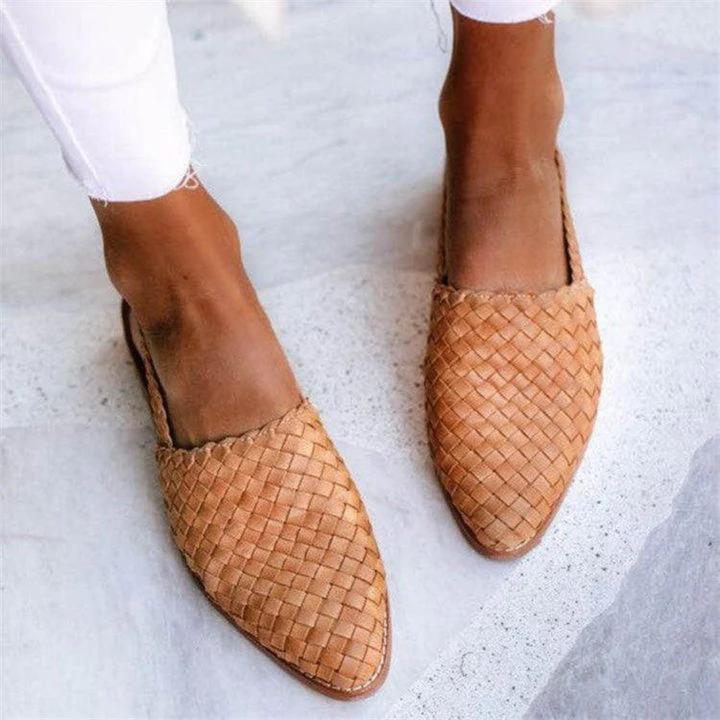Elegant Woven Vegan Leather Ballerinas