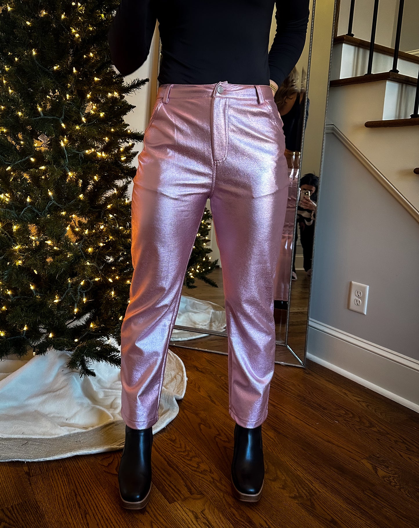 Party Hour Metallic Pants - Pink