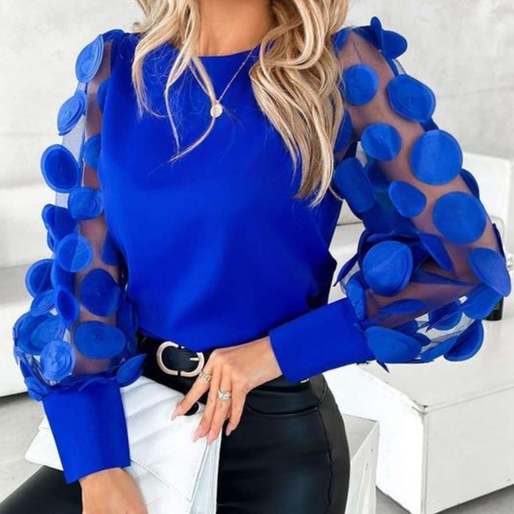 Women’s Cropped Blouse with Puff Sleeve Ruffle for Spring