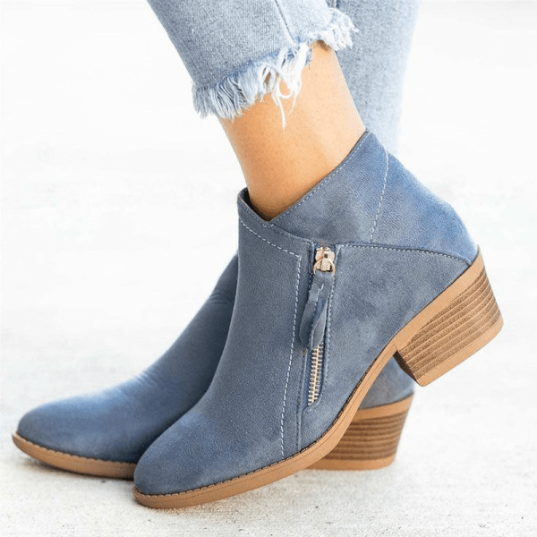 Women’s Ankle Boots with Side-Zip Closure and Low Heel